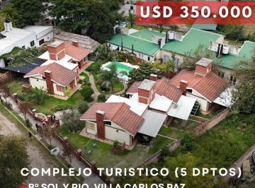 Hotel · 300m² · 15 Ambientes · Venta Complejo Turístico de 5 Cabañas con Gas Natural a m del Rio en Sol y Rio - Villa Carlos Paz