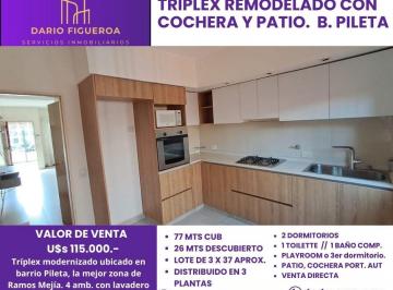 Casa de 4 ambientes, La Matanza · Triplex Remodelado 4amb con Cochera Portón Aut. y Patio