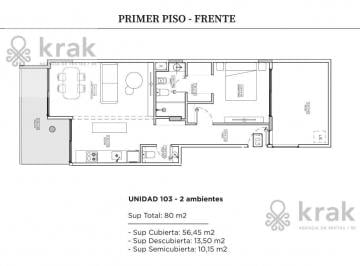 Departamento · 34m² · 2 Ambientes · Departamento en Nuñez