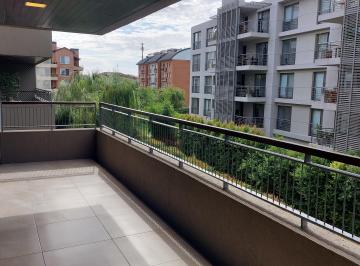 Balcon con Parrilla vista a Arboris · Alquiler Dpto 2 Dorm Quartier Lomas de La Horqueta
