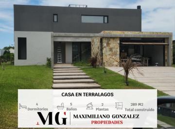 Casa · 289m² · 5 Ambientes · 1 Cochera · Casa en Venta y Alquiler, 5 Ambientes. Terralagos, Canning