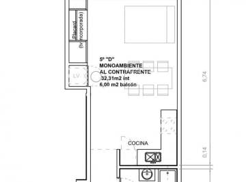 Departamento · 33m² · 1 Ambiente · Monoambiente Parque Avellaneda