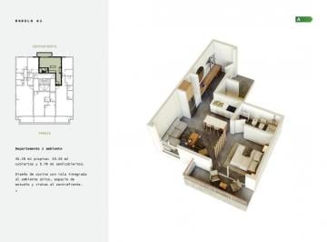 Departamento · 39m² · 1 Ambiente · Departamento 2 Ambientes a Estrenar - Zona Aldrey
