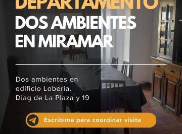 Departamento de 2 ambientes, Miramar · Excelente Departamento Dos Ambientes en Miramar Zona Céntrica