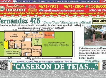Casa · 185m² · 4 Ambientes · 2 Cocheras · Caserón de Tejas. Pintoresco Chalet Todo en Bajos