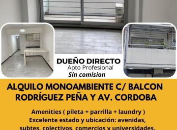 Departamento de 1 ambiente, San Nicolás · Impecable Monoambiente a La Calle con Balcón en R. Peña y Av Córdoba.