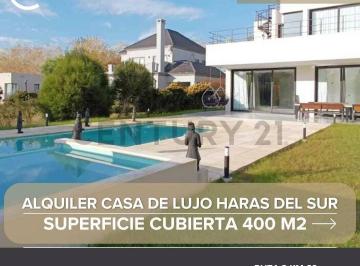 Casa · 400m² · 5 Ambientes · 2 Cocheras · Alquiler Casa Haras del Sur