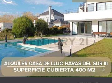 Casa · 400m² · 5 Ambientes · 2 Cocheras · Alquiler Casa Haras del Sur