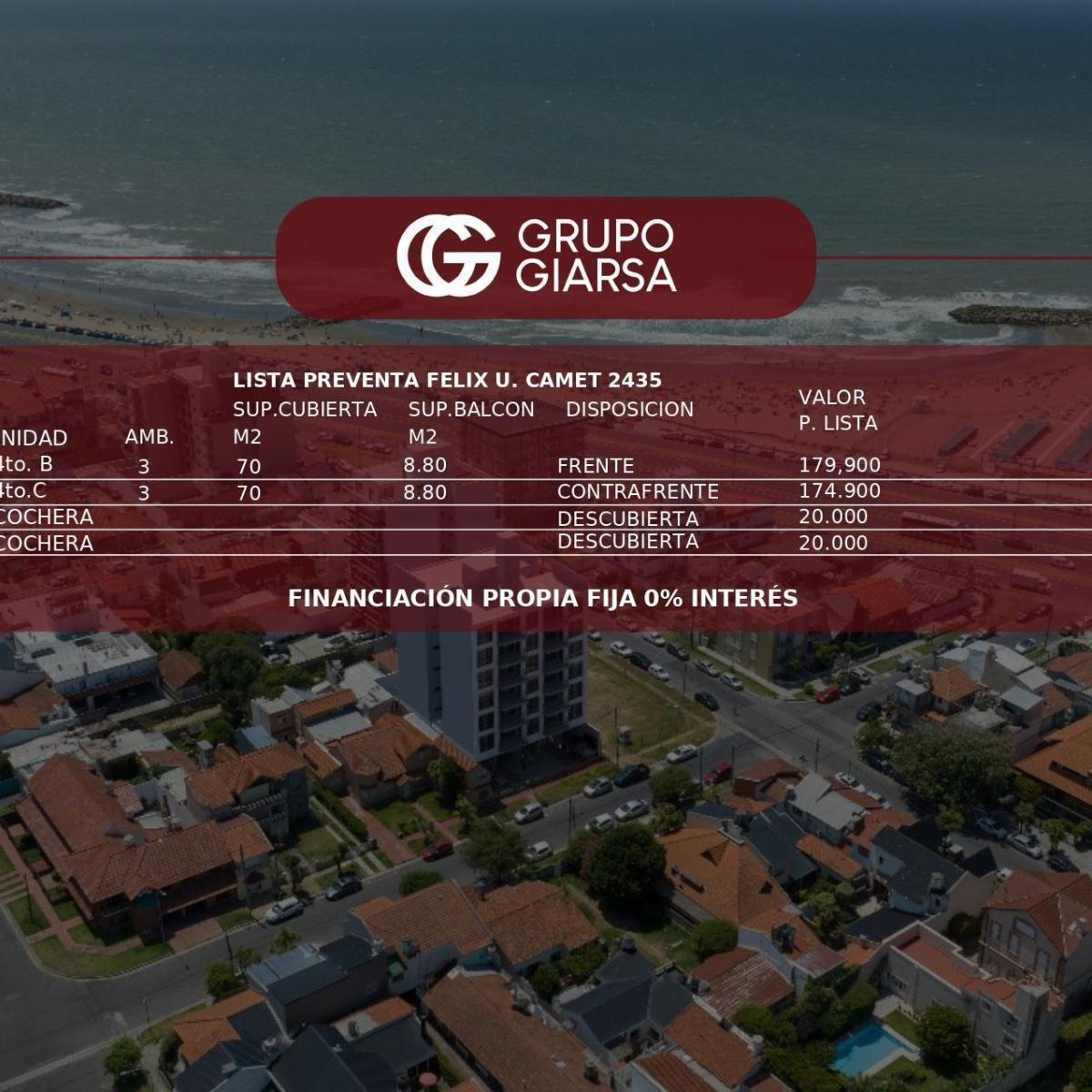 Depto 3 amb, 325m² con 2 dorm y cochera — Barrio Camet