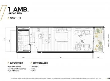 Departamento · 33m² · 1 Ambiente · Yerbal Al 2100. - 1 Ambiente de Categoria Proximo a Entregarse