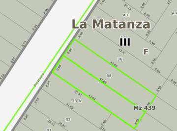 Terreno de 7 ambientes, La Matanza · Venta - Lote Terreno m - Paunero 150 (A 150 m de Avda B Sur Mer)