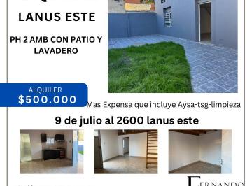 PH de 2 ambientes, Lanús · Alquiler! PH 2 Ambientes con Patio