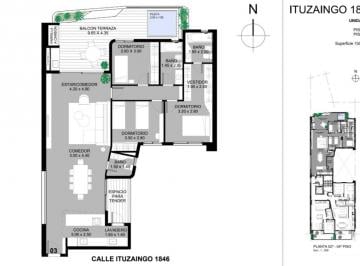 Departamento · 121m² · 4 Ambientes · 1 Cochera · Venta. Departamento 3 Dorm. en Construcción.