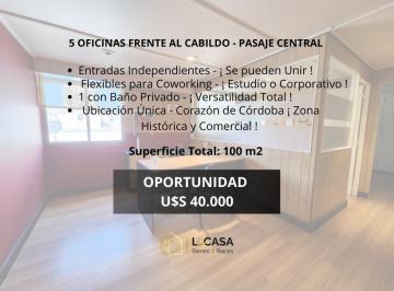 Oficina comercial · 100m² · 5 Ambientes · Venta 5 Oficinas con Baño Propio - Vista a La Catedral - Dean Funes 54 Pasaje Central - Centro