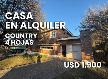 Casa · 300m² · 6 Ambientes · 1 Cochera · Country 4 Hojas Mendiolaza Casa en Alquiler de 3 Dorm.