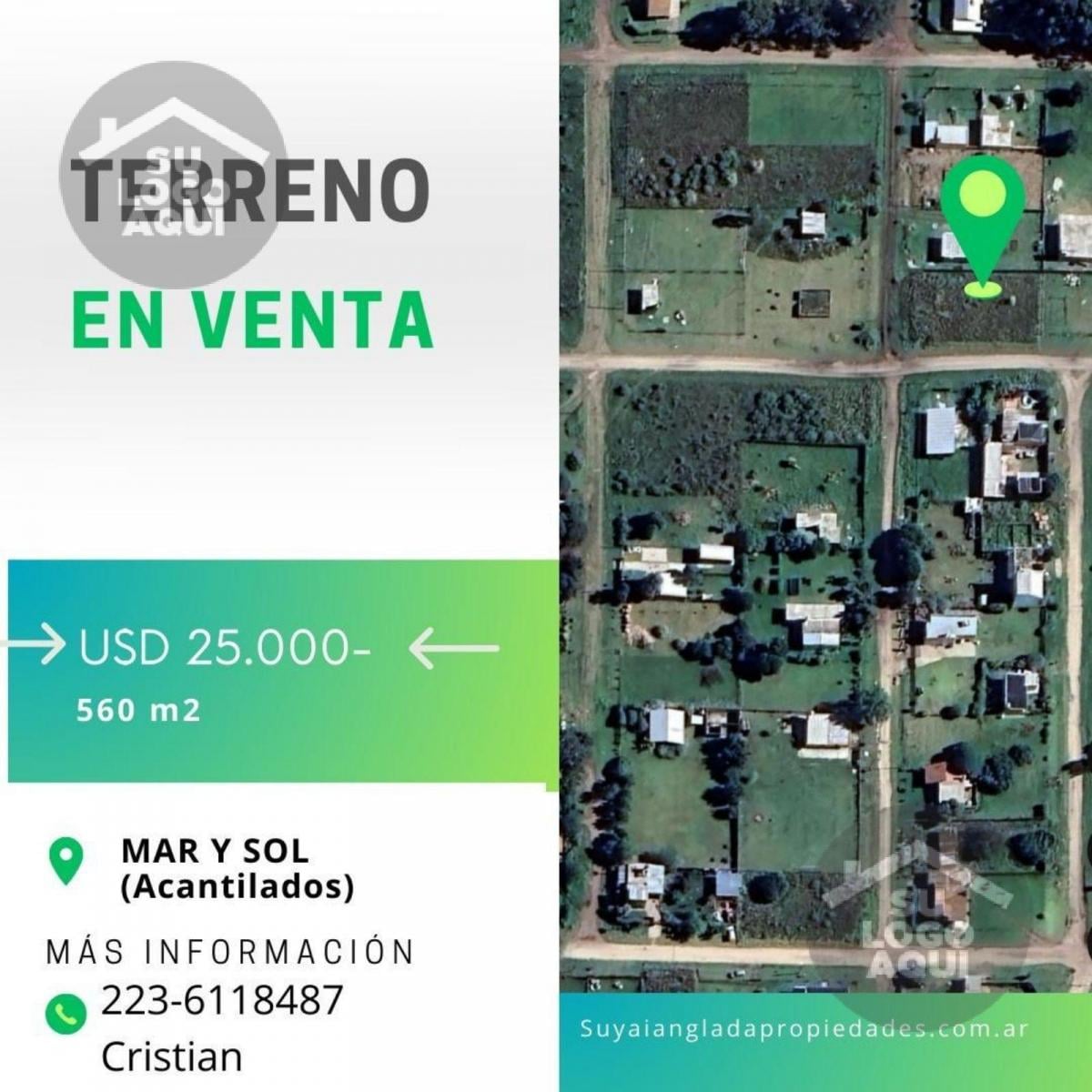 Terreno de 560mts² Mar y Sol. Acantilados. 700mts del mar