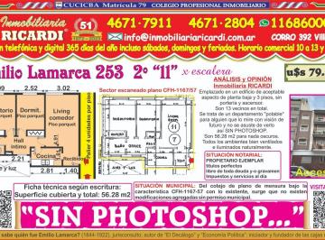 Departamento · 56m² · 3 Ambientes · Sin Photoshop 3 Amb." de Epoca" Lateral por Escalera