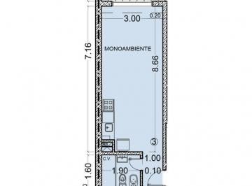Departamento · 32m² · 1 Ambiente · Venta - Departamento 1 Dormitorio con Balcón Al Frente - Centro, Rosario.