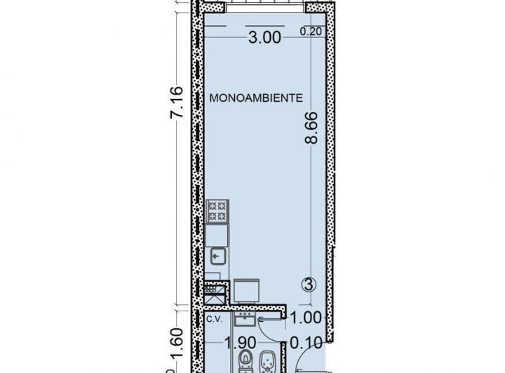Departamento · 32m² · 1 Ambiente