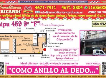 Departamento · 23m² · 1 Ambiente · Como Anillo Al Dedo. Monoambiente Contrafrente Vista Abierta