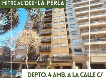 Departamento de 4 ambientes, Mar del Plata · Alquiler 24 m. Depto. 4 Amb. a La Calle con Balcón y Cochera Cub. La Perla