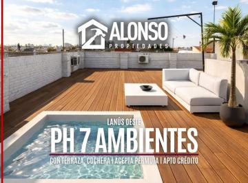 PH · 218m² · 6 Ambientes · 1 Cochera · PH 7 Ambientes con Cochera y Terraza en Venta en Lanús