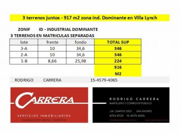 imagen1 · Venta - 3 Lotes Total 917 m² - en Villa Lynch General San Martin