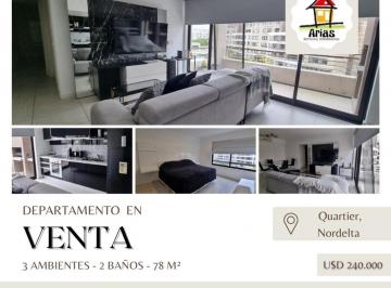 Departamento · 78m² · 3 Ambientes · 1 Cochera · Departamento en Venta - Quartier Nordelta