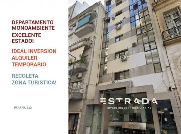 Departamento · 40m² · 1 Ambiente · Departamento Monoambiente en Venta, Recoleta, Capital Federal