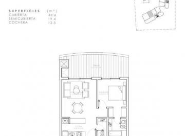 Departamento · 48m² · 1 Ambiente · 1 Cochera · Departamento en El Palmar