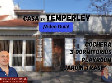 Casa · 282m² · 4 Ambientes · 1 Cochera · Casa en Temperley con 3 Dorm., a 3 Cuadras de Pasco!