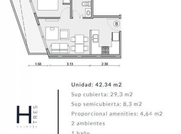 Monoambiente! 44m2 · Departamento en Flores