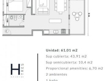 Departamento · 59m² · 2 Ambientes · Departamento en Flores