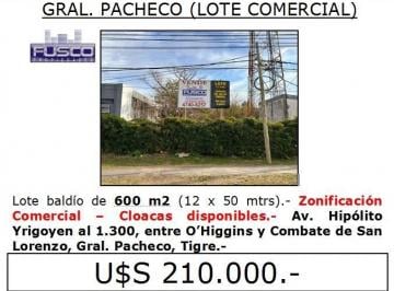 Terreno , Tigre · Av Hipólito Yrigoyen Al 1.300, General Pacheco, Tigre. -