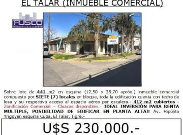 Local comercial , Tigre · Av Hipólito Yrigoyen Al 1.500, Esquina Cuba, El Talar, Tigre.