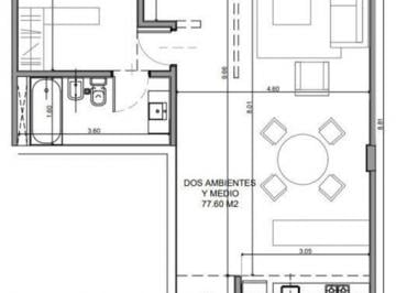 Departamento · 77m² · 2 Ambientes · Departamento 2 Ambientes - Palermo Chico, Capital Federal