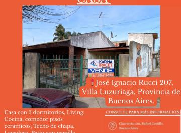 Casa de 3 ambientes, La Matanza · Oportunidad! Propiedad en Venta, en José Ignacio Rucci 207,v. Luzuriaga. Bsas
