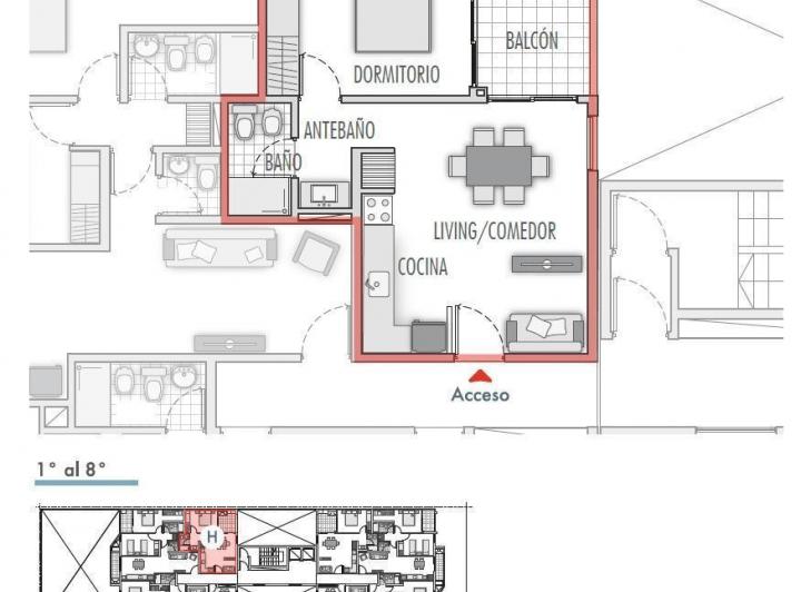 Departamento · 44m² · 2 Ambientes