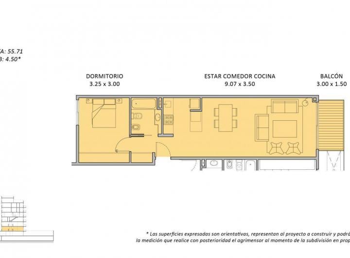 Departamento · 55m² · 2 Ambientes