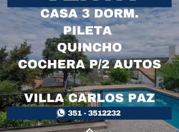 Casa de 3 ambientes, Villa Carlos Paz · Casa en Venta en Villa Carlos Paz 3 Dorm. C/pileta.