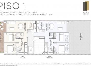 Departamento · 61m² · 3 Ambientes · Emprendimiento: Venta 3 Ambientes Semipiso con Gran Balcon, Amenities