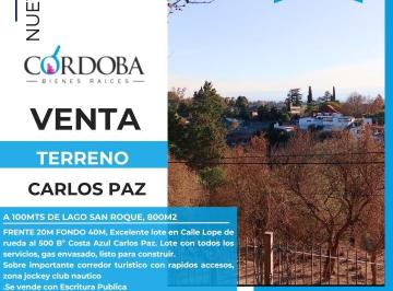 Terreno · 800m² · Terrenos en Venta Bº Costa Azul Villa Carlos Paz