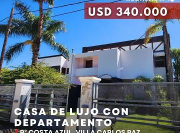 Casa · 600m² · 11 Ambientes · 1 Cochera · Venta de Casa de Lujo y Departamento con Piscina Climatizada en Costa Azul, Villa Carlos Paz