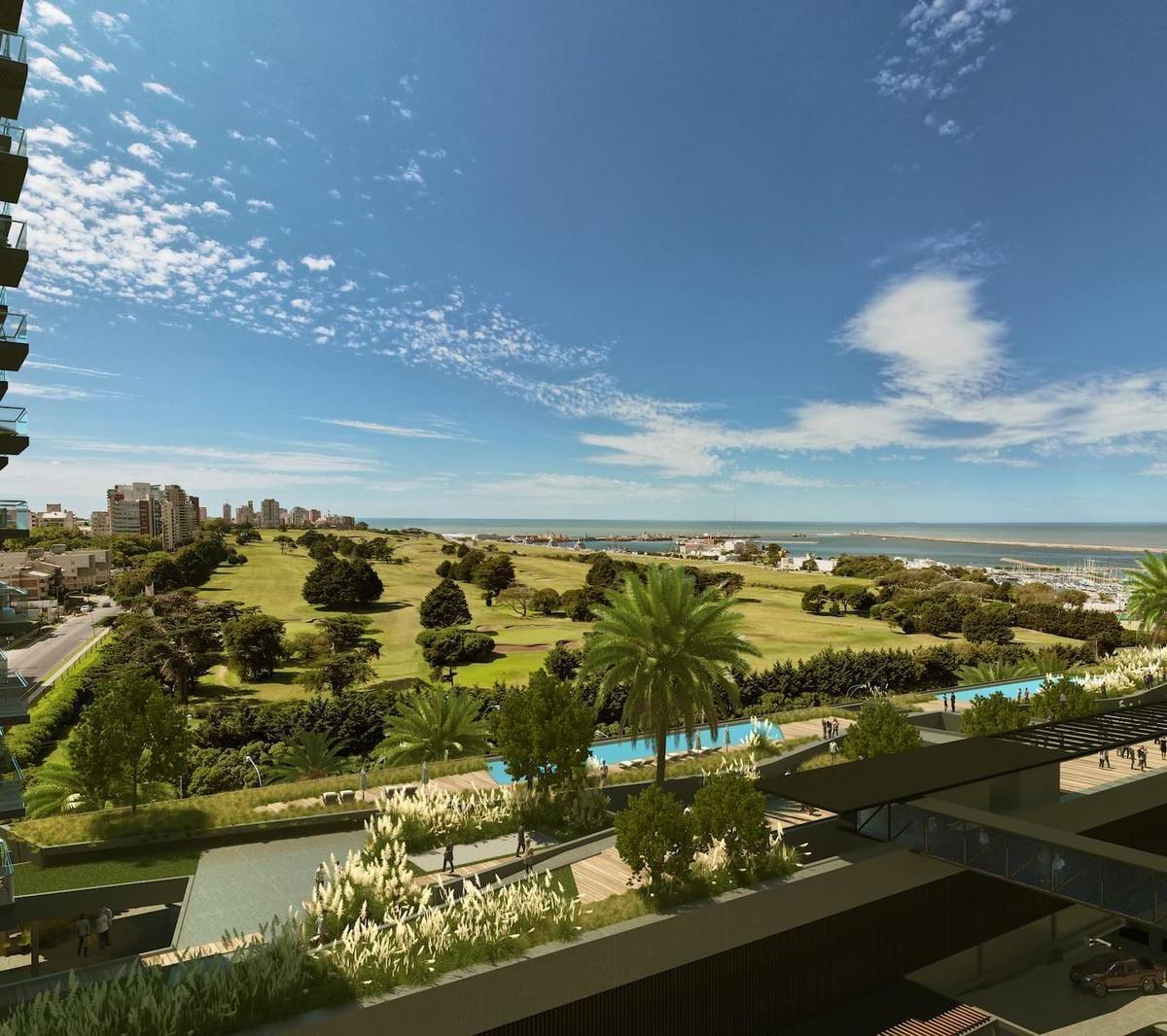 Departamento de tres ambientes con vistas al mar y al golf en edificio malecon dad