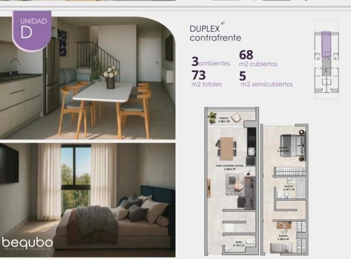 Departamento · 68m² · 3 Ambientes