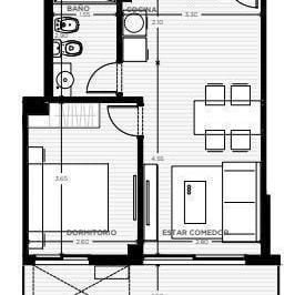 Departamento · 56m² · 2 Ambientes · Venta Apartamento 1 Dormitorio con Balcon en Tres Cruces Montevideo