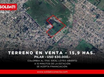 Terreno · 158900m² · Terreno de 16 Has en Venta, a 10' de La Estación Pte Derqui, Pilar