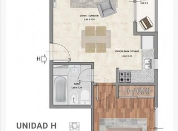 Departamento · 41m² · 2 Ambientes · Departament Dos Ambientes con Balcon Lateral