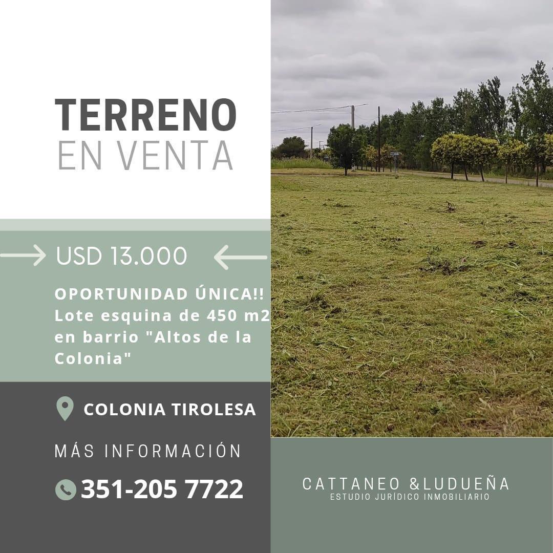 Lote 13 Manzana 77, Barrio Altos de la Colonia- Colonia Tirolesa, Colonia Tirolesa, Córdoba