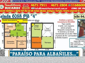 PH · 41m² · 2 Ambientes · Paraiso Para Albañiles Tipo Casita Lateral C Espacio Aéreo
